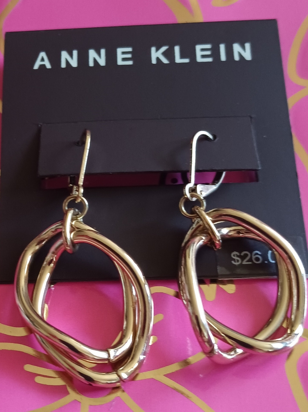 ANNE KLEIN GOLD TONE SWIVEL EARRINGS